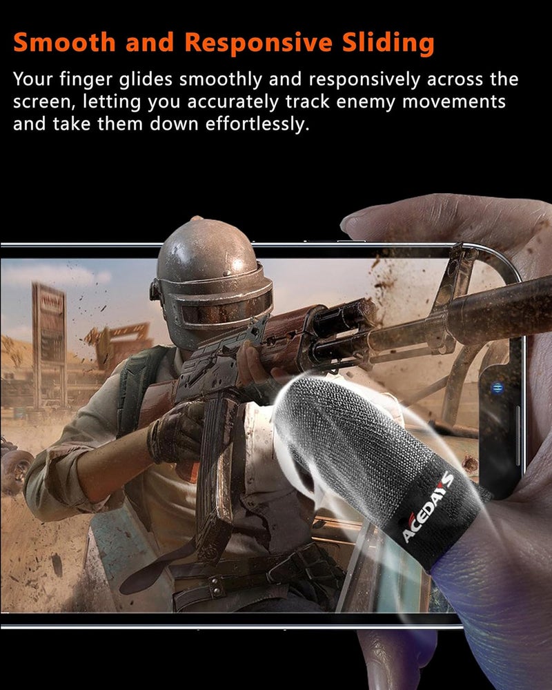 ACEDAYS Gaming Finger Sleeves,100% Visible Silver Fibers,Just Right Pressure/Breathable/Sweatproof,Gaming Gloves for PUBG Mobile/Knives Out/Call of Duty Mobile（20pcs） M - Image 5